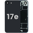 Tapa trasera negra usada para iPhone 17e con MagSafe y NFC, ideal para reparación de pantalla rota.
