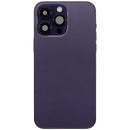 Tapa trasera Deep Purple usada para iPhone 14 Pro Max A2651 con puerto de carga flex y piezas pequeñas.