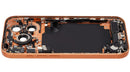 Tapa trasera Cosmic Orange usada para iPhone 17 Pro A3293, con flex y puerto de carga, ideal para reparación.