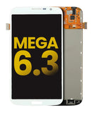 Pantalla LCD blanca refurbished para Samsung Galaxy Mega 6.3, lista para reparación de display sin marco.