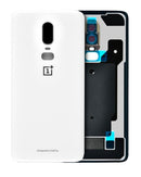 Tapa trasera original OnePlus 6 Silk White (A6000/A6003), repuesto de vidrio para reparación.