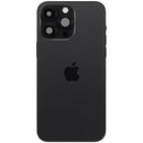 Tapa trasera usada Space Black para iPhone 14 Pro Max con puerto de carga y pequeñas piezas.