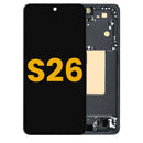 Pantalla táctil refurbished Samsung Galaxy S26 5G negra con marco, ideal para reparación de display.