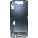 Tapa trasera usada iPhone 14 Midnight con puerto de carga, chasis y medio frame para reparación.