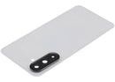 Tapa trasera de repuesto blanca para Samsung Galaxy A36 5G (SM-A366E) con lente de cámara integrada.