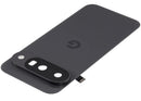 Tapa trasera Obsidian usada Google Pixel 10 OEM pull, con componentes preinstalados para reparación.