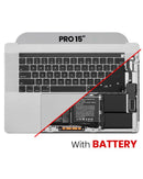 Carcasa superior con bateria y teclado para MacBook Pro 15" Touch Bar (A1990 / Finales de 2018 / Principios de 2019) (Ingles estadounidense) (Gris espacial)