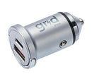 Encuentra en Xela Quetzaltenango el Cargador de auto Grid Shock 22W con 2 puertos USB-A/USB-C en plateado.