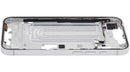 Tapa intermedia blanca OEM grado A para iPhone 16e/17e (versión US) con pequeñas piezas, lista para reparación.
