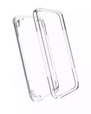 Funda transparente protectora para iPhone 13, 14, 15 Pro Max y Plus, mostrando sus bordes reforzados.