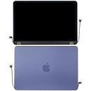 Pantalla LCD usada de MacBook Neo 13 A3404 Indigo (2026) para reparación, con marco frontal negro.