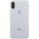 Tapa trasera plateada para iPhone XS con puerto de carga y componentes preinstalados, compatible con modelos A1920 y A2097.
