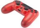 Control alámbrico DoubleShock 4 rojo para PlayStation 4, con botones y joysticks negros, sobre fondo blanco.