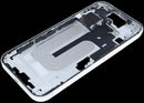 Chasis medio de iPhone 16 (A3081) blanco usado, con pequeñas piezas y marco, ideal para reparación.