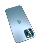 iPhone 12 Pro azul seminuevo, 128GB, libre de fábrica, con triple cámara y salud de batería 100%.