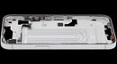 Tapa intermedia blanca OEM grado A para iPhone 16e/17e (versión US) con pequeñas piezas, lista para reparación.