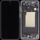 Pantalla OLED con marco refurbished lila para Samsung Galaxy A57 5G, repuesto para reparación de display.