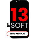Pantalla soft OLED para iPhone 13 (modelos A2482, A2631, A2634) con display vibrante para reparación o cambio de pantalla rota.