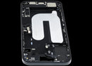 Chasis medio negro usado para iPhone 16 Plus (A3204, A3206) con puerto de carga flex y pequeñas partes.