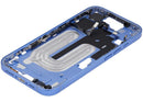 Marco medio iPhone 16 (US Version) azul ultramarino con botones power y volumen, repuesto chasis A3104 A3106.