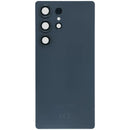 Tapa trasera original Samsung Galaxy S25 Ultra 5G Titanium Black con lente de cámara, ideal para reparación.