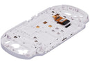 Pantalla LCD blanca para Sony PlayStation Vita 1000 (modelos PCH-1001, PCH-1101) con soporte, ideal para reparación de display.