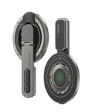 Soporte magnético doble cara EVO gris para celular, anillo giratorio, base antideslizante, accesorio versátil.