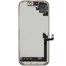 Pantalla OLED usada para iPhone 17 con cable flex de sensor de luz, ideal para reparación de display.