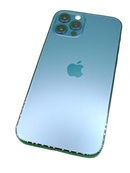 iPhone 12 Pro azul seminuevo, 128GB, libre de fábrica, con triple cámara y salud de batería 100%.