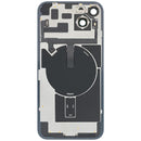 Tapa trasera azul iPhone 14 Plus con MagSafe, NFC inalámbrico y placa metálica preinstalada, sin logo.
