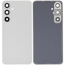 Tapa trasera gris para Samsung Galaxy S24 FE con lente de cámara, pieza de repuesto sin logo.