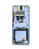 Pantalla OLED Mirror Purple para Samsung Galaxy Z Flip 4G F700 2020 con marco, lista para reparación.