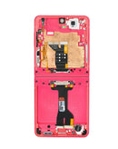 Pantalla OLED completa con marco Samsung Galaxy Z Flip 7 F766 color rojo coral, repuesto original.