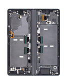 Pantalla original Samsung Galaxy Z Fold 2 Mystic Black con bisagra azul, marco y OLED para reparación.