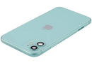 Tapa trasera verde OEM Grado C para iPhone 11 (A2111, A2221, A2223) con puerto de carga y piezas pequeñas.