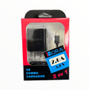 1HORA Kit Cargador de carga rapido + cable MICRO USB V8 - NEGRO