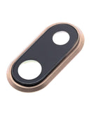 Encuentra lentes de cámara trasera para iPhone 8 Plus en Xela, Quetzaltenango, en paquete de 10 unidades, con soporte y bisel en color dorado.