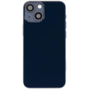 Tapa trasera OEM usada para iPhone 13 mini A2481, color Midnight, incluye puerto de carga y pequeñas piezas.