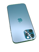 iPhone 12 Pro azul seminuevo, 128GB, libre de fábrica, como nuevo, pantalla encendida mostrando apps.
