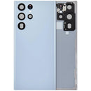 Tapa trasera de vidrio azul cielo para Samsung Galaxy S22 Ultra 5G con lente de cámara integrada, repuesto.