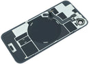 Tapa trasera original de cristal blanco para iPhone 17e con soporte MagSafe y NFC, ideal para reparación de repuesto.