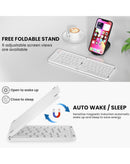 Teclado plegable VEN-DENS VD-KB001 blanco, inalámbrico, compacto y portátil para dispositivos móviles.