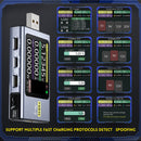 Tester USB FNB58 con voltímetro y amperímetro para detectar carga rápida en Quetzaltenango.