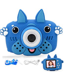 Cámara digital Brookstone infantil con diseño de perro, ideal para niños, color blanco y naranja.