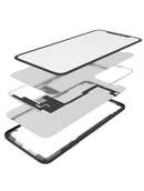 Reparación completa de pantalla iPhone XS en Quetzaltenango con vidrio frontal, marco, long touch y OCA incluidos.