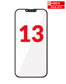 Pack de 5 cristales frontales con OCA para iPhone 13 en Quetzaltenango, ideal para reparaciones en talleres de celular.