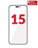 Kit de 5 vidrios frontales con OCA para iPhone 15 disponibles en Xela Quetzaltenango.