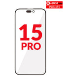 Venta de pack de 5 vidrios frontales con OCA para iPhone 15 Pro en Xela Quetzaltenango.