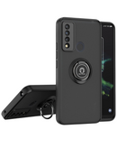 Funda negra para TCL 20 XE con borde colorido, soporte I-ring y protección trasera.