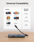 Hub USB-C Anker 555 Powerexpand 8 en 1 gris, para expansión de conectividad multitarea.